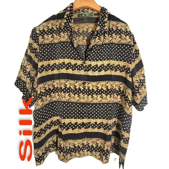 Women's 100% Silk Size XXL Short Sleeve Top Shirt SBC474 - Picture 1 of 4